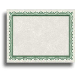 Papel de pergamino en blanco para certificados, funciona con impresoras de inyección de tinta/láser, mide 8 1/2 x 11 pulgadas, paquete de 25 hojas, borde verde