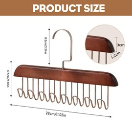 FENGCHUANG Set of 3 Non-Slip Tie Clips Hangers with 8 Hooks for Scarves, Ties and Belts (28 x 18 cm)