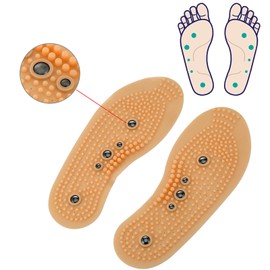 Plantillas magnéticas para hombres Mujeres Puntos de acupuntura Zapatos para masajear Almohadillas Cura transpirable Olor para pies Inserciones para calzado ortopédico(Size 41-45)