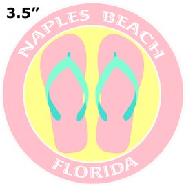Athena Brands Flip Flops Naples Beach Florida - Car Truck Window Bumper Graphics Sticker Decal - Surf Shack Pink