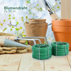 2 x 50 m Plant Binding Wire Silver - Diameter 0.7 mm Flower Wire for Crafts, Flexible Plant Wire for Gardening, Plant Support & Trellis, Robust Binding Wire for Climbing Plants & Flowers, DIY