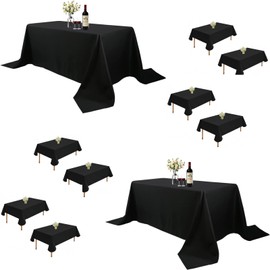 Luxivio 10 Pack Black Table Cloths for 6 Foot Rectangle Tables 60x102 Inch Cloth Tablecloths for Rectangle Tables Washable Polyester Table Covers Fit Wedding Reception Banquet Buffet Restaurant Party