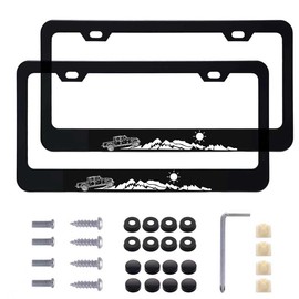 Juego de 2 marcos de matrícula negros de metal de aluminio, material de 4 agujeros para matrícula (marco, camión, g)
