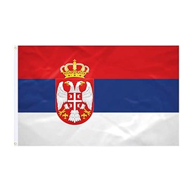 Serbian Flag - 90 x 150 cm - Reinforced Fabric - Durable Stitching - Bright Colours - Outdoor Indoor Flag - Integrated Eyelets - National Flag