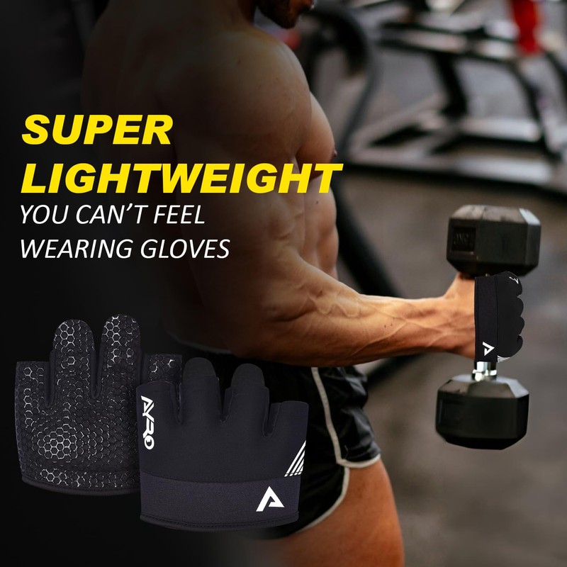 AYRO Minimal Workout Gloves, Short Partial Gym Weight Lifting Gloves