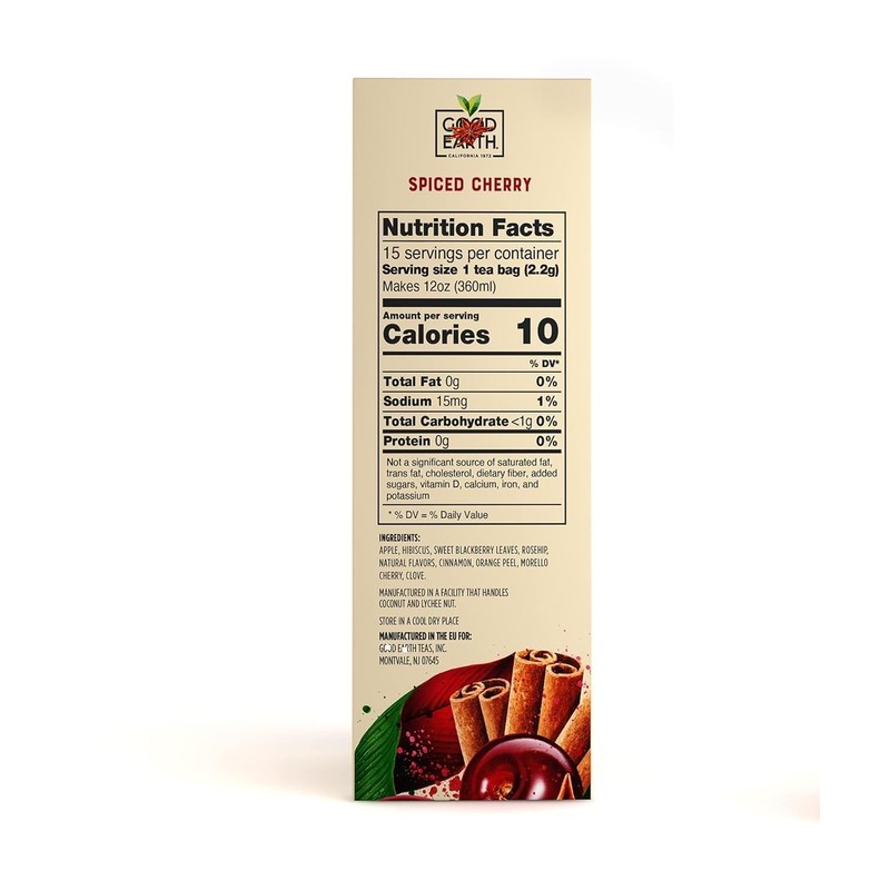 G00DEARTH Herbal Tea Spiced Cherry Flavored, Pack of 60 Teabags,
