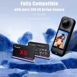 PoweLyt 360 X5 Battery 2 Packs 2800mAh High Capacity Waterproof X5 Battery Support Low Temperature Shooting with Protection Box Can Store Misro SD Card Fully Compatible with 360 X5 Action Camera