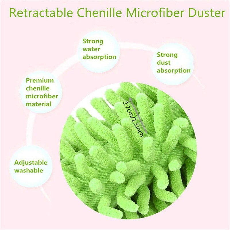 T&F Telescopic Duster, Extendable Telescopic Handle, Wedge Duster, Microfibre, Scratch-Free