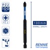 5 x Rennie Tools 100mm Long PZ2 Impact Screwdriver Driver