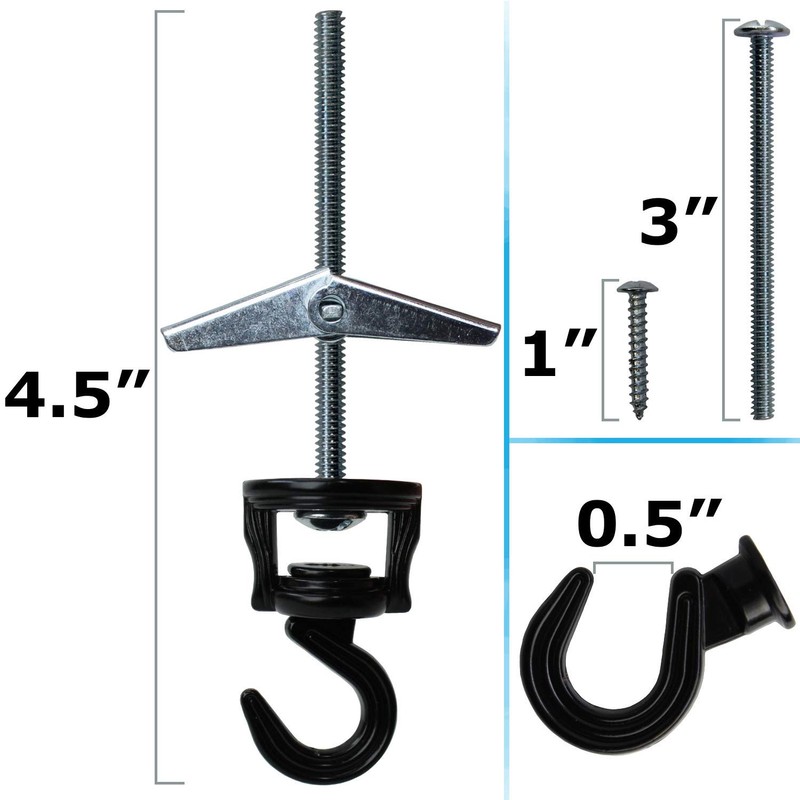 Swivel Hook Hangers, Multi-Functional for Hanging, Screws and Anchors Included,
