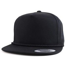 Trendy Apparel Shop Gorra de golf clásica de 5 paneles Flatbill Snapback, Negro, One Size