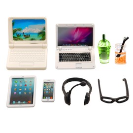 Barwawa 30cm Doll Computer Doll Cell Phone Accessories for 1/6 Dolls 6 Set(White)