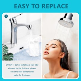 KUETERYUN Shower Filter Replacement compatible with Feels Like Om Filtered Shower Head with Water Softener,for Hard Water - Filters Chlorine -3 Pack