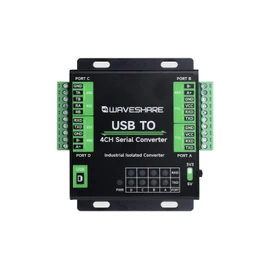 Waveshare Industrial USB to 4-Ch Serial Converter, Original FT4232HL Chip, Supports USB to RS232/485/422/TTL, Multiple Devices Applicable, Multi-OS Compatible