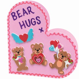 Baker Ross Love Bear Foam Stickers - Pack of 200, Foam Valentine's Stickers for Children (FC377)