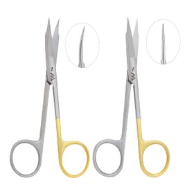 Goldman Fox Scissors Suture Straight and Curved Scissors 13 cm Surgical Scissors Set of Two (Super Cut Serrated Blade) for Cutting Gingival Tissues | Premium Quality Japanese Stainless Steel