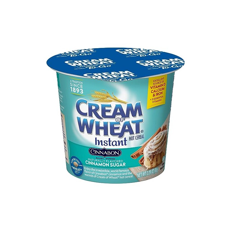 Cream of Wheat Instant Hot Cereal To-Go Cups, Cinnabon, 2.29