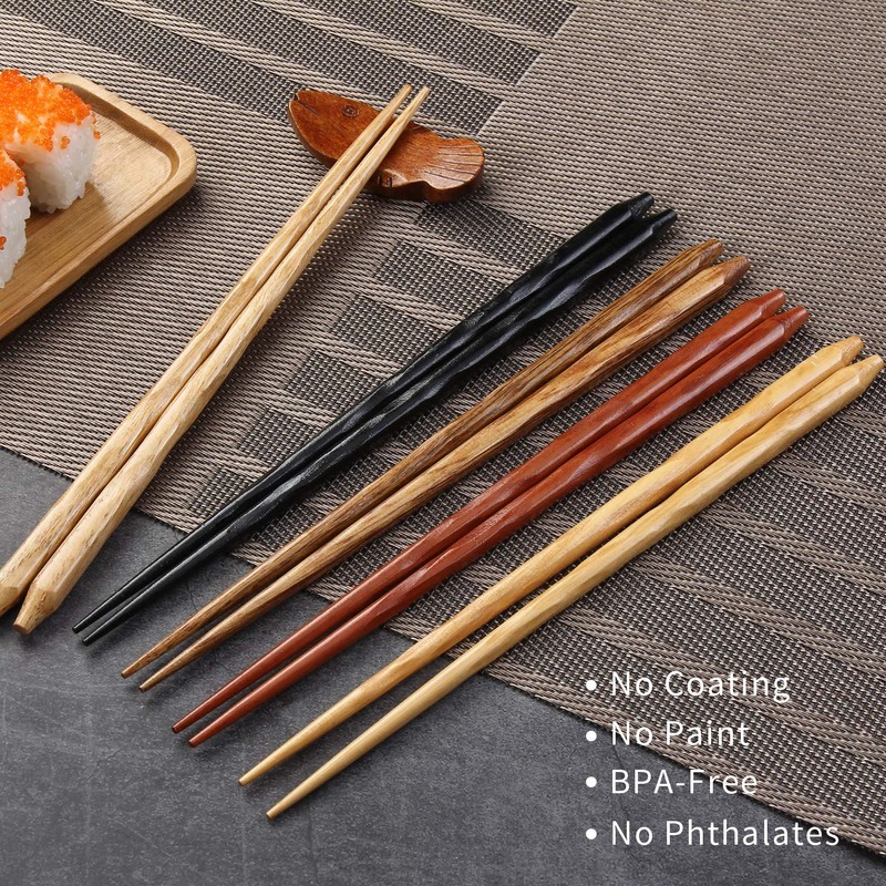 HuaLan Japanese Natural Wood Chopsticks Set, Reusable Classic Style Chopsticks