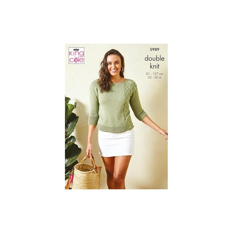 King Cole Ladies DK Knitting Pattern 3/4 Sleeve or Sleeveless