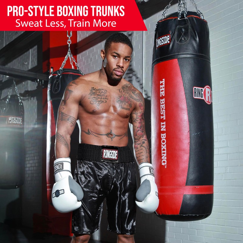 Ringside Pro-Style Boxing Trunks (Black, Medium)