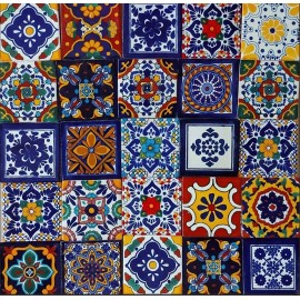 100 Pzas Azulejo Talavera 10x10cm Diferentes Colores Confeti