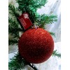 BALL Ship N 24 Hours. New-Christmas Glittered Red Glass Ball