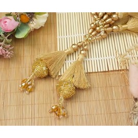 Feathers Creation Ltd Sew on Metallic Colour Tassels Garland for Curtain Edge Blouse Latkan Wedding Dress Tassel Sold per Pair 5 inch Inch Long (Gold)
