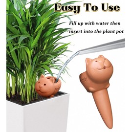 Nswern Plant Watering Devices 4 Pack Terracotta Vacation Plant Waterer Bottle Watering Stakes Slow Release Plant Watering Spikes Self Watering Devices for Indoor Outdoor Plants