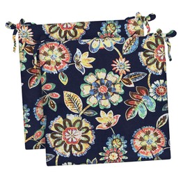 RSH DECOR: Outdoor Foam Seat Cushions Set of 2 | 17" x 17" x 2" | All-Weather Spun Fabric | Square Seat Cushions for Patio Furniture | Daelyn Navy