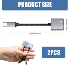 2 Pack USB C to Audio Jack Adapter with 60W Fast Charging,Grey USB-C to 3.5mm Female Headphone Adapter, Compatible with USBC Devices Perfect for Audio & Charging Use