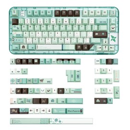 TIMSEKER Mint Mambo 147 Keys Mint Green Keycaps Set, Custom Cherry Profile Keycaps, Five Side Dye Sub PBT Keycaps for 61/64/68/75/84/87/104/108 Mechanical Keyboard, 1.5mm Thickness Keycaps