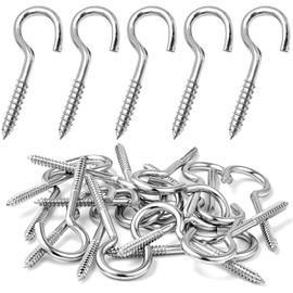 MOGADEE® Pack of 30 Screw Hooks, Stainless Steel, Ceiling Hooks, Hook Screw, Hooks for Screwing in, Robust Cup Hooks (M4-50 mm)