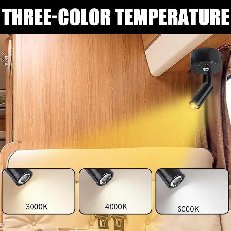 12 V LED Reading Lamp Motorhome, Rotating Bed Lamp Wall