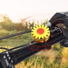 Bike Bell, 2.2cm/0.9in Flower Decor Aluminum Bicycle Bell, Loud Crisp Clear Sound Cycling Ringing Horn for Adults Kids, Cute Mountain Bike Bells for Adults (Yellow)