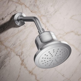 KOHLER ‎K-33631-Y-CP Cinq Single-Function Filtered Shower Head, Round Fixed Showerhead with Filter for Hard Water, 2.5 GPM, Polished Chrome