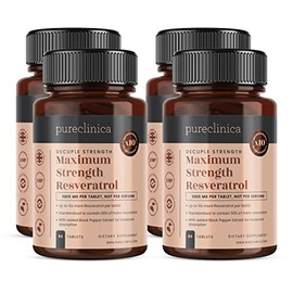 Pureclinica 1000mg Resveratrol x 360 tablets - (4 bottles of 90 tablets) - 12 months supply