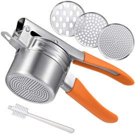 Potato Ricer, AMOHEE 15oz/425g Large Stainless Steel Potato Masher Upgrade Heavy Duty Design with Anti-Slip Handle Ricer for Mashed Potatoes & Food Press for Fruits, Carrots, Yams, Orange