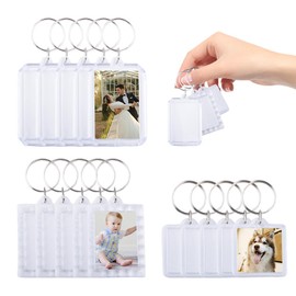 Photo Keychain Picture Frame Keychains Bulk Acrylic Photo Frame Keychain Rectangle Square Picture Keychain for Him Her Family Christmas Xmas Gift Keychain Christmas Ornament Mini Photo Keyring 15 Pcs