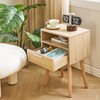 IBUYKE Rattan Nightstand, Boho Side Table with Drawer Open Shelf,
