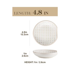 MALACASA Ceramic Spoon Rest for Stove Top, 4.8 inch Cooking Spoon Holder for Kitchen Counter,Utensil Rest for Ladle, Spatula, Spoons or Tongs, Modern Farmhouse Kitchen Décor - 03, Series LYDIA