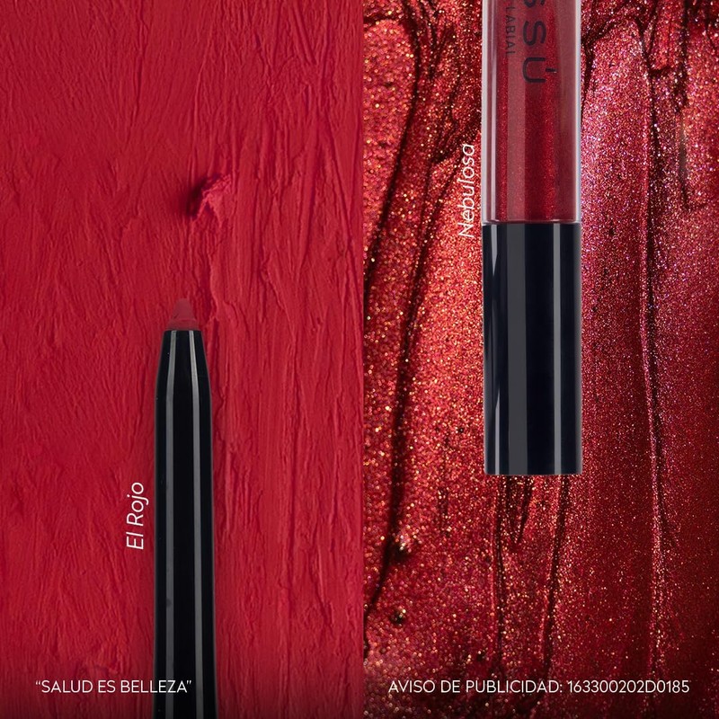Kit Brillo Labial con Glitter y Delineador Retráctil (8 pzas)