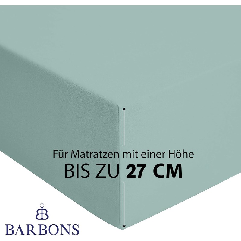 BARBONS Fitted Sheet, 160 x 200 cm, 100% Cotton, Oeko-Tex
