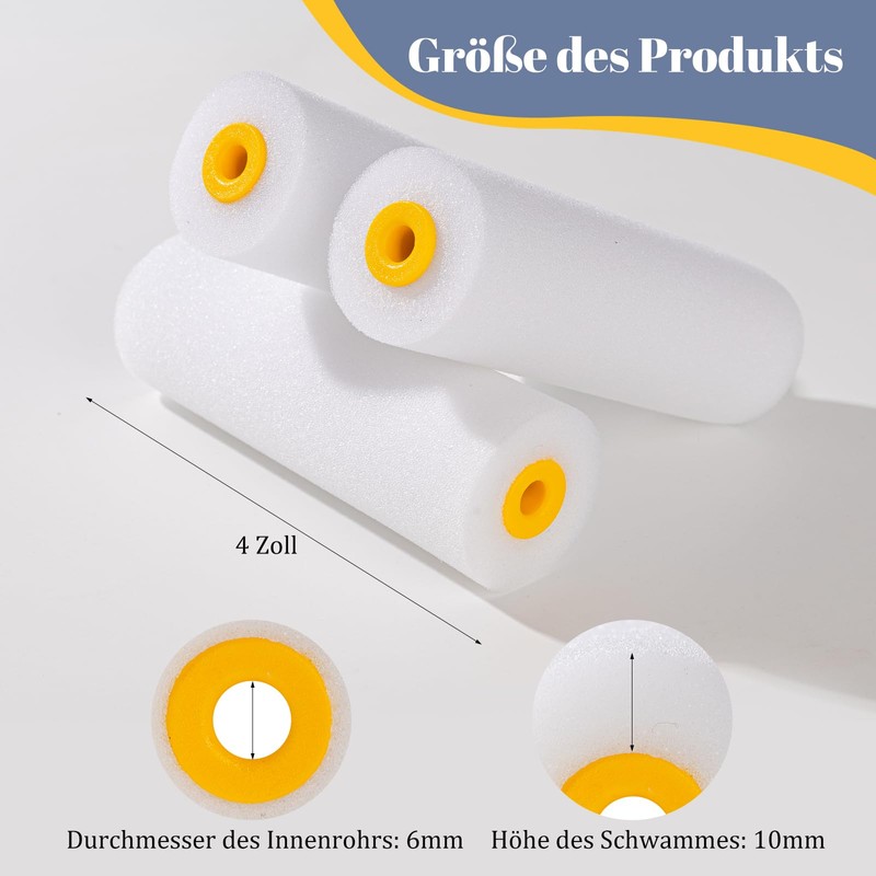 Mister Rui 20 x Paint Roller, 11 cm Foam Roller,