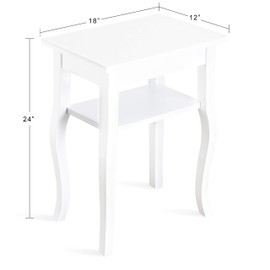 Kate and Laurel Lillian Transitional Wood Side Table, 18 x 12 x 24, White, Chic Traditional Accent Table for Storage and Display