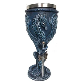 Nemesis Now Ruth Thompson Sea Blade Blue Water Dragon Goblet Glass, One Size