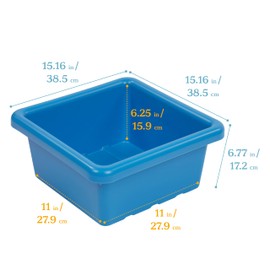 ECR4Kids Square Bin with Lid, Storage Containers, French Blue, 2-Pack