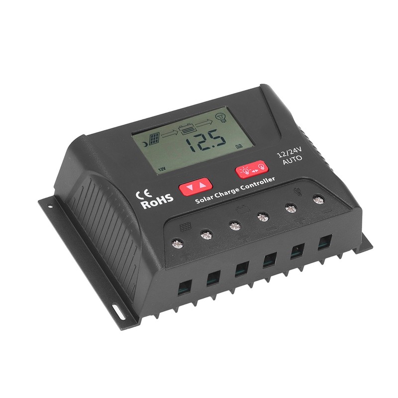 30A 12V/24V PWM Solar Charge Controller Regulator LCD Display Automatic