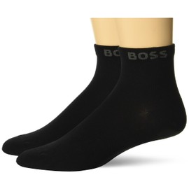 BOSS Mens 2-pair Bold Logo Cotton Short Socks, Black Grease, 7-13 US