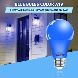 Wiyifada Wiyifada 8 Pack A19 LED Blue Light Bulbs,110V E26 Christmas Blue LED Lights 9W Replace up to 100W,Dimmable Colored Light Bulbs for Thanksgiving Day, Home Lighting, Party Decoration, Holiday Lighting