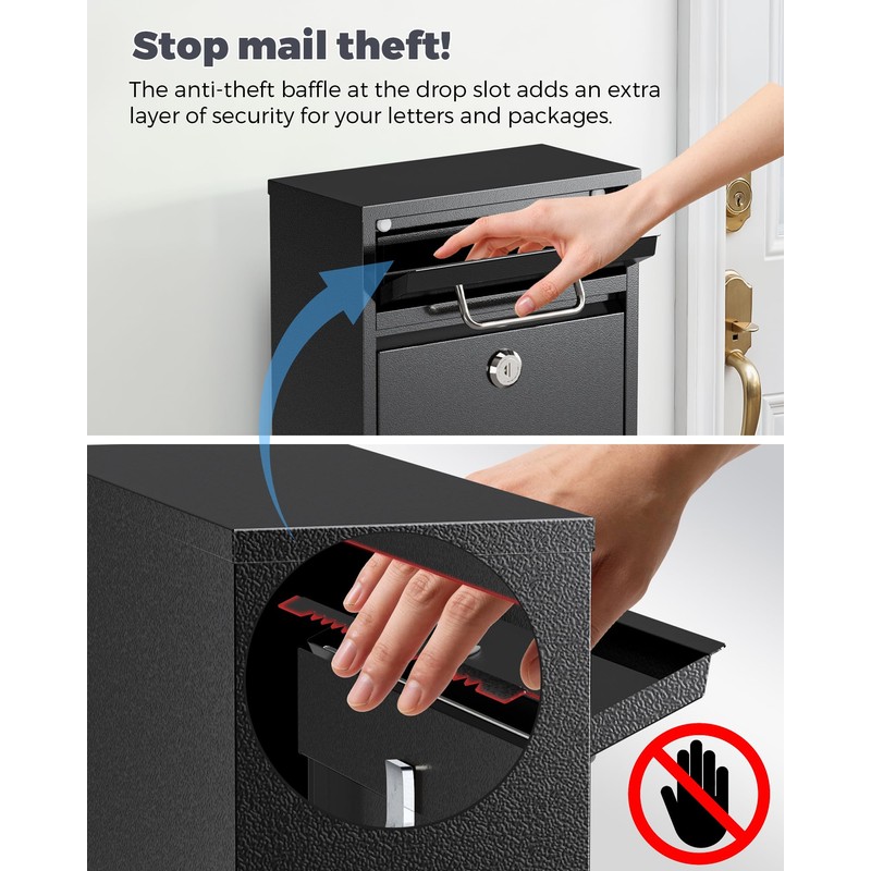 LAND·VOI Mailbox for Outside Wall Mount, Heavy Duty Rustproof, Anti-Theft